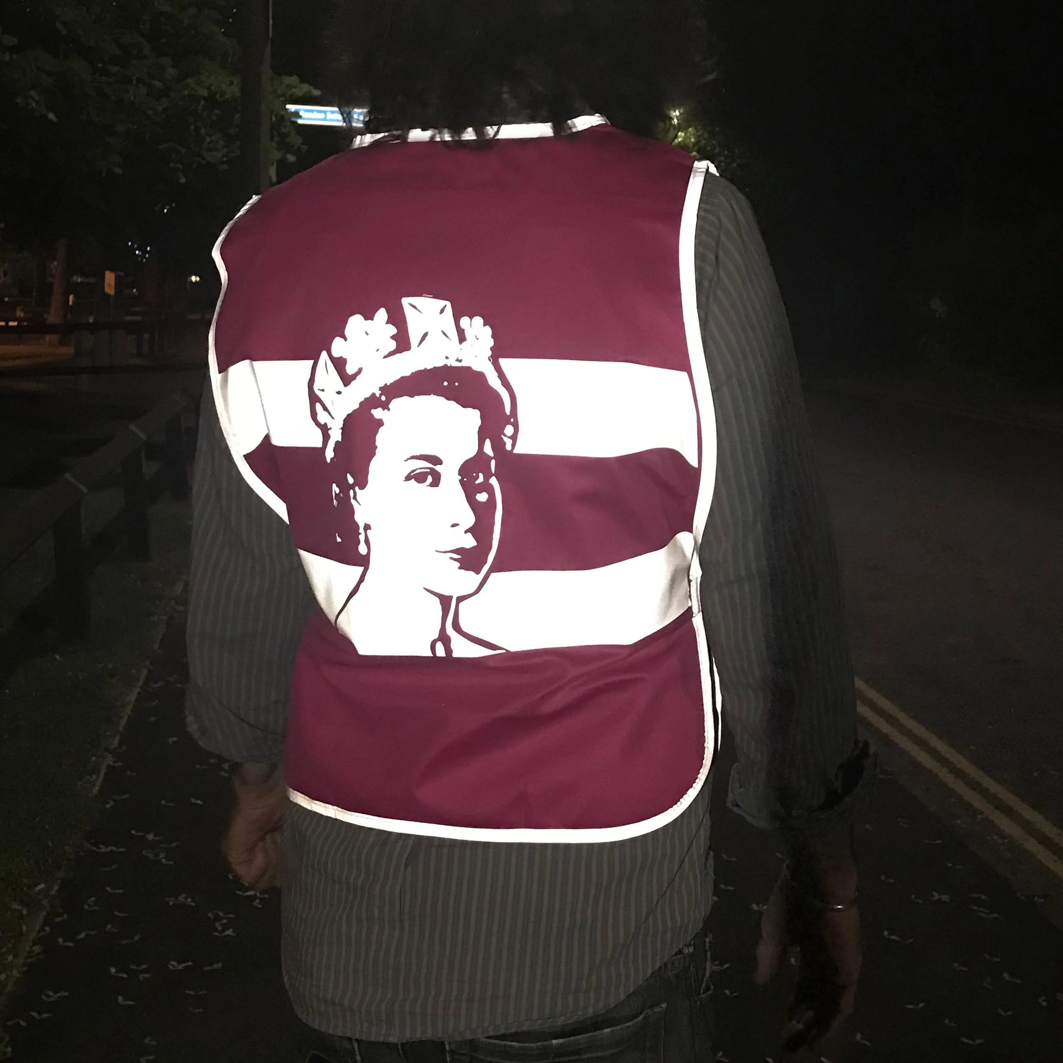Hi Viz Liz - reflective bib to celebrate Her Maj's dazzling life