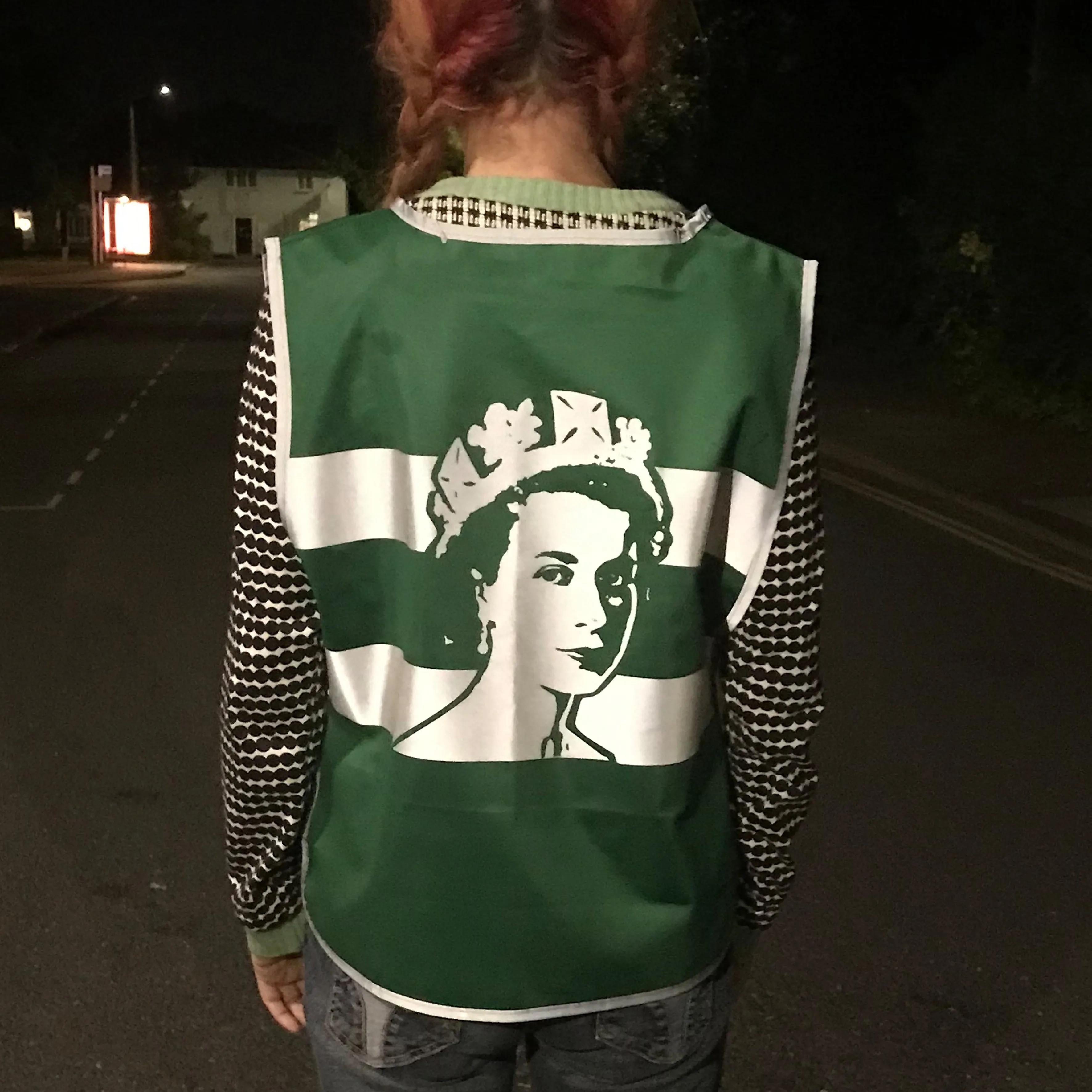 Hi Viz Liz - reflective bib to celebrate Her Maj's dazzling life