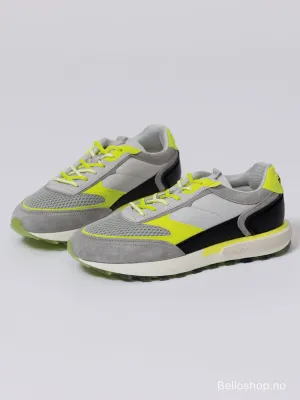 Hoff Lamu Grå sneaker med Neon gul og sorte detaljer