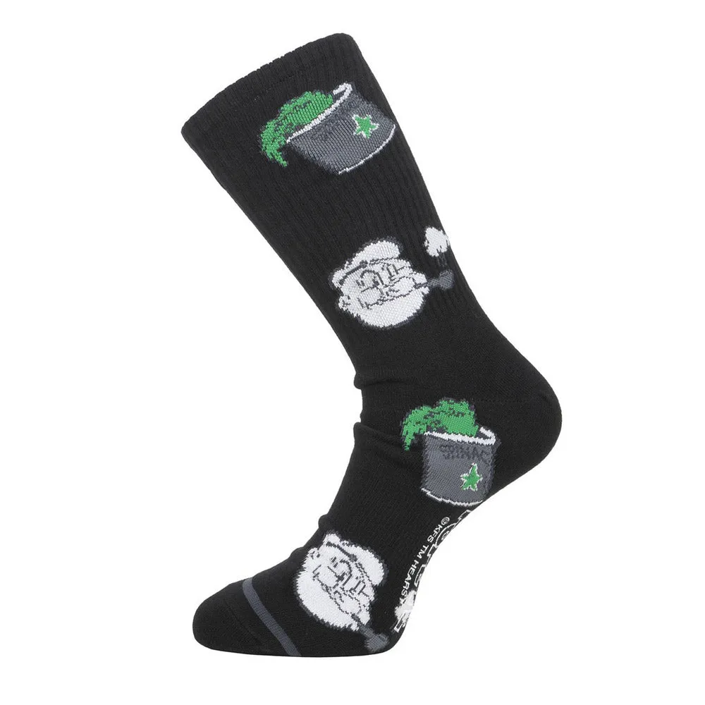 HUF x Popeye SPINACH CREW SOCKS MENS KNITTED (BLACK)