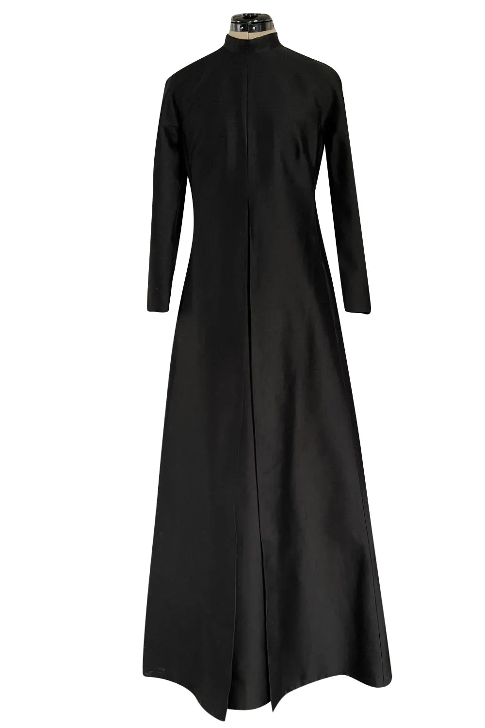 Iconic Fall 2013 Valentino Black Sculpted Runway Finale Dress w Long Sleeves