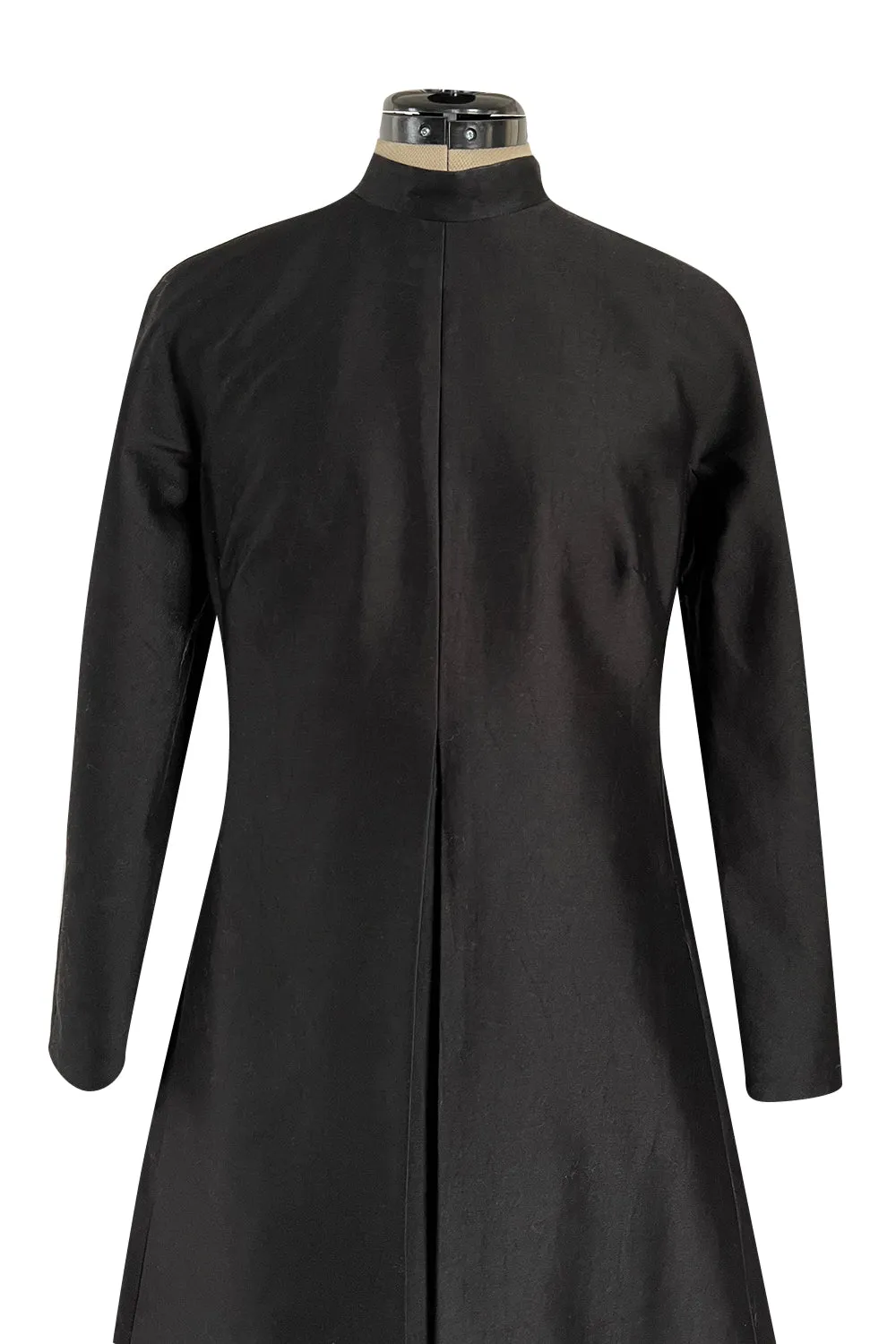 Iconic Fall 2013 Valentino Black Sculpted Runway Finale Dress w Long Sleeves
