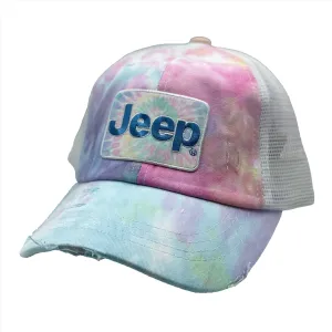 Jeep Tie Dye Patch Distressed Ponytail Baseball Hat