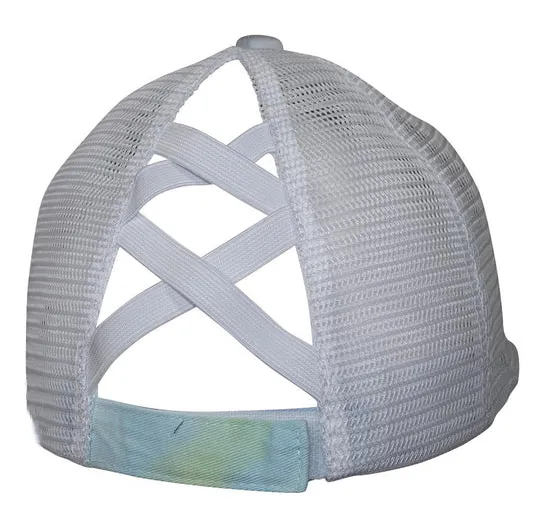 Jeep Tie Dye Patch Distressed Ponytail Baseball Hat