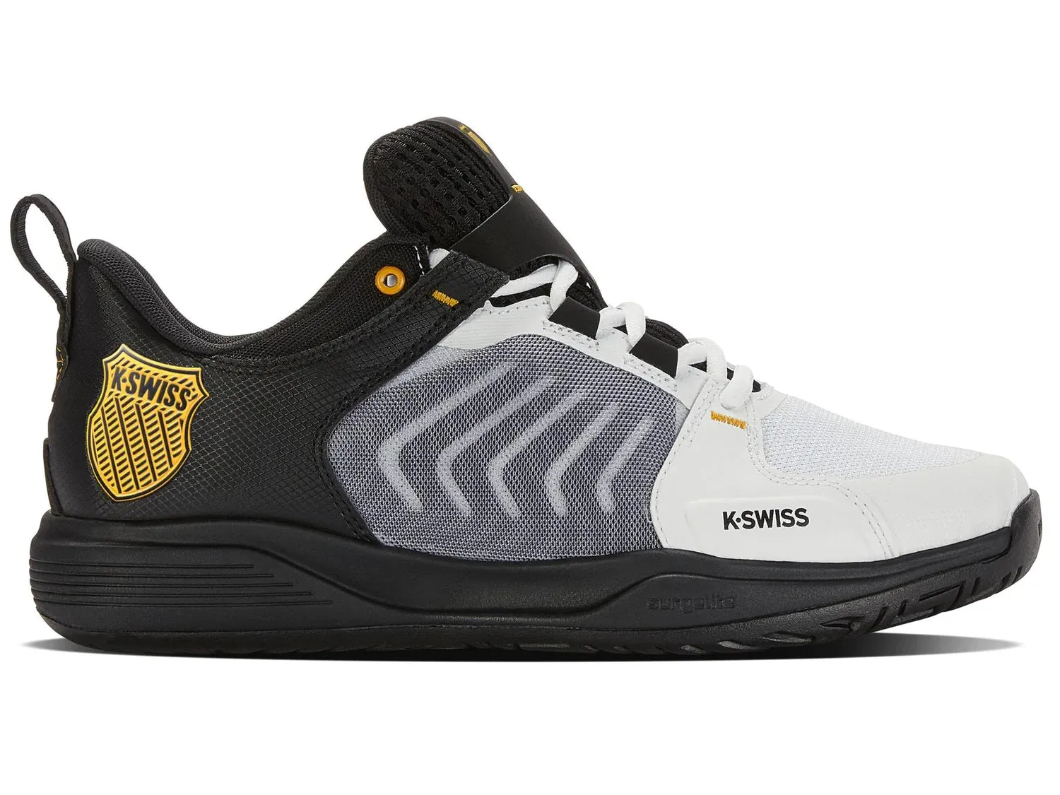 K-Swiss Men's Ultrashot Team Tennis Shoes in White/Moonless Night/Amber Yellow