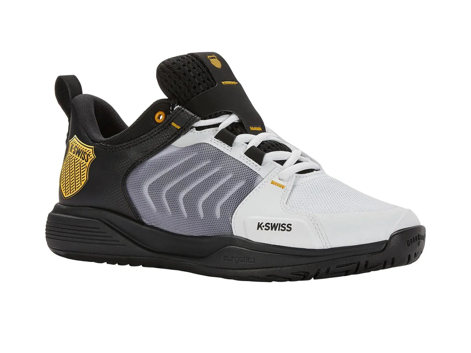 K-Swiss Men's Ultrashot Team Tennis Shoes in White/Moonless Night/Amber Yellow