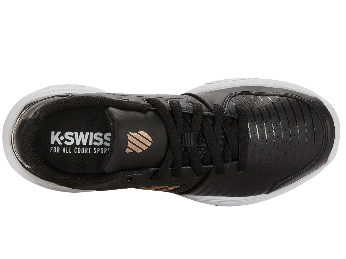 K-Swiss Women's Court Express Tennis Shoes in Black/White/Rosegold
