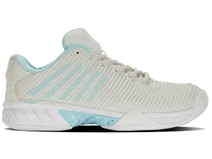 K-Swiss Women's Hypercourt Express 2 Wide Tennis Shoes in Vaporous Gray/White/Blue Glow