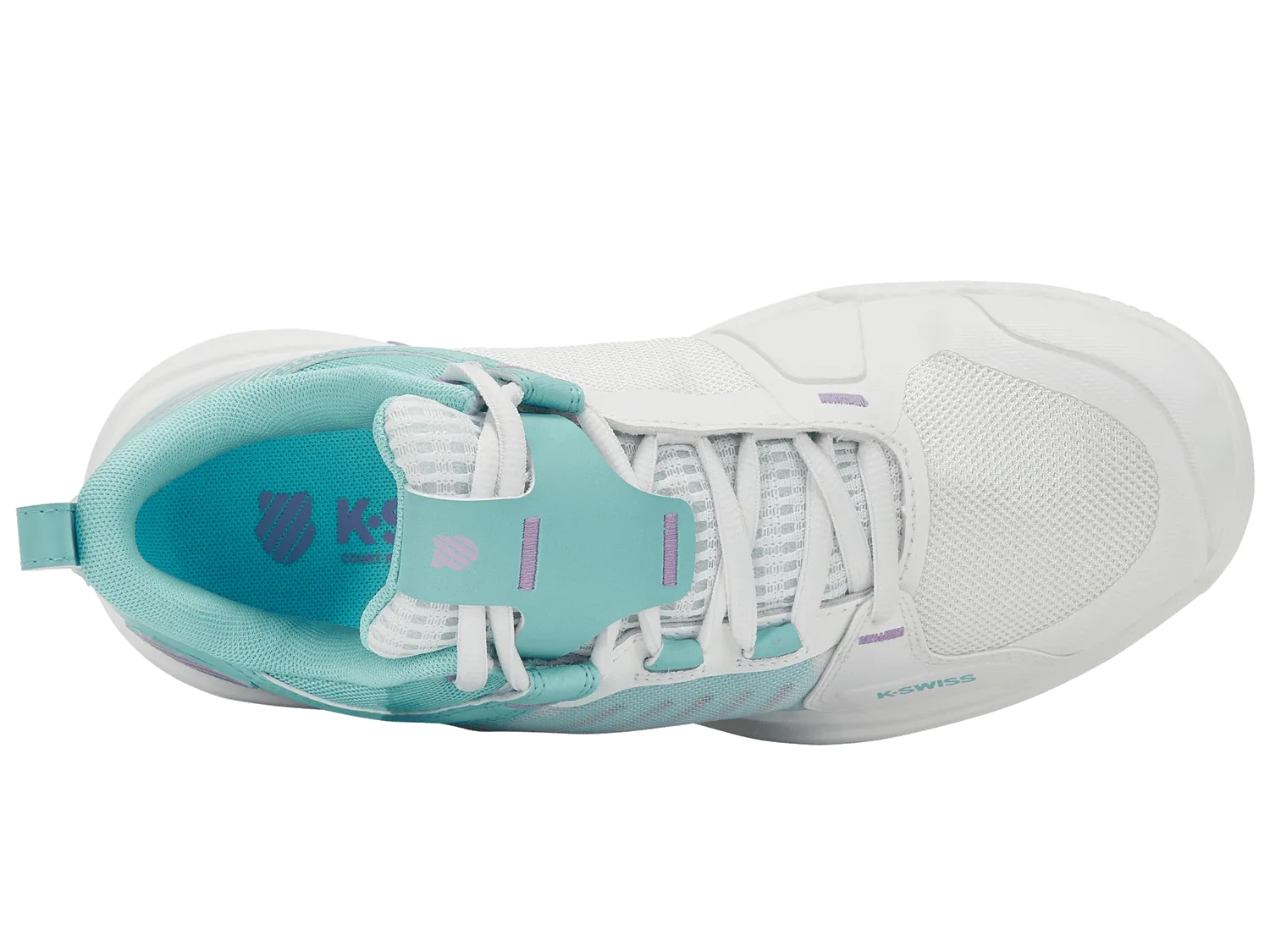 K-Swiss Women's Ultrashot Team Tennis Shoes in Brilliant White/Angel Blue/Sheer Lilac