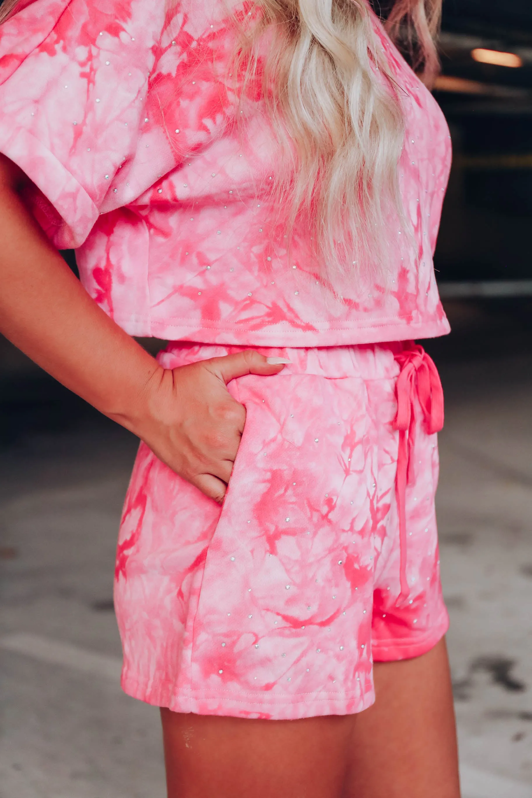 Keep Calm Pink Crystal Short Set