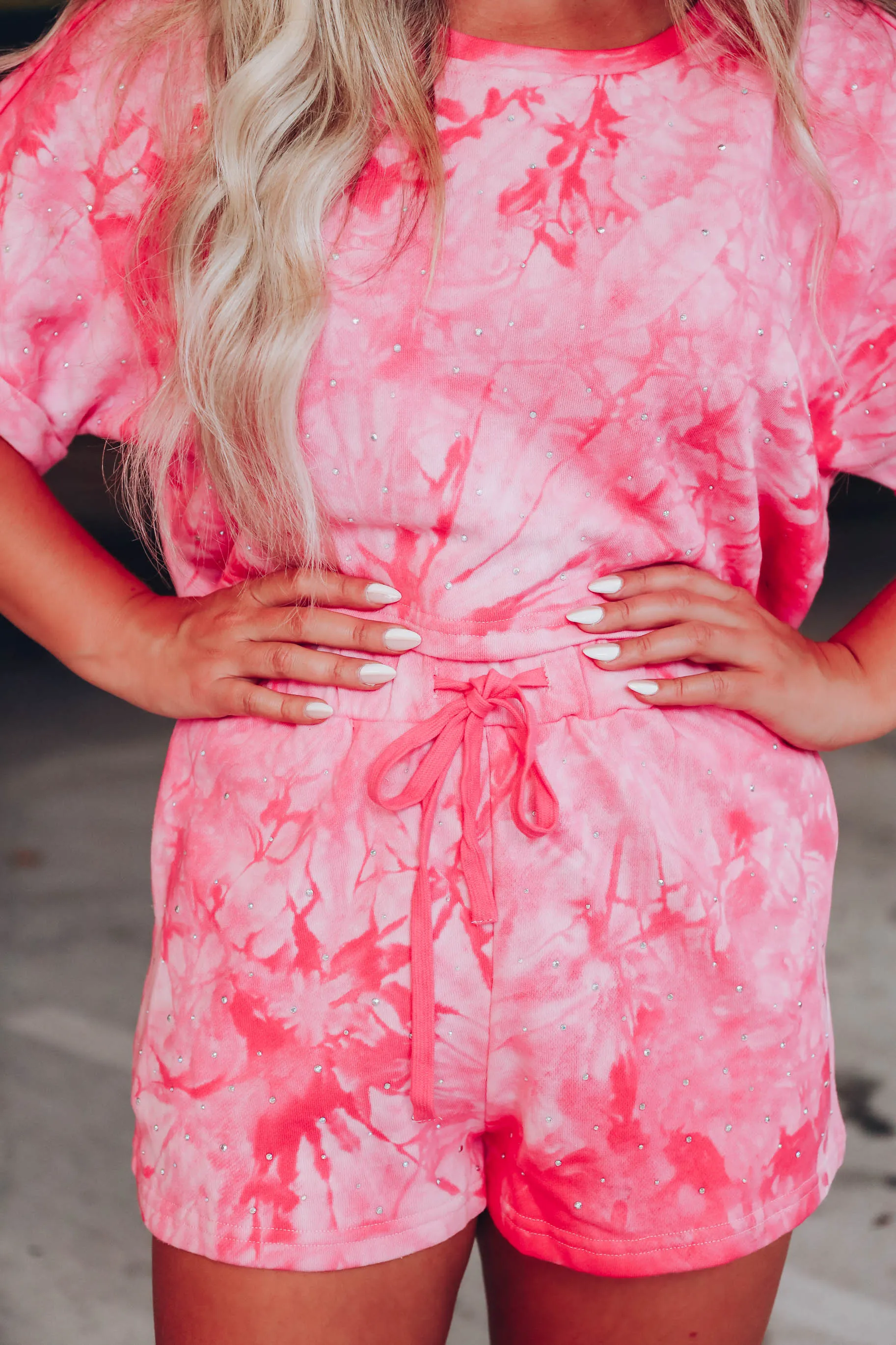 Keep Calm Pink Crystal Short Set