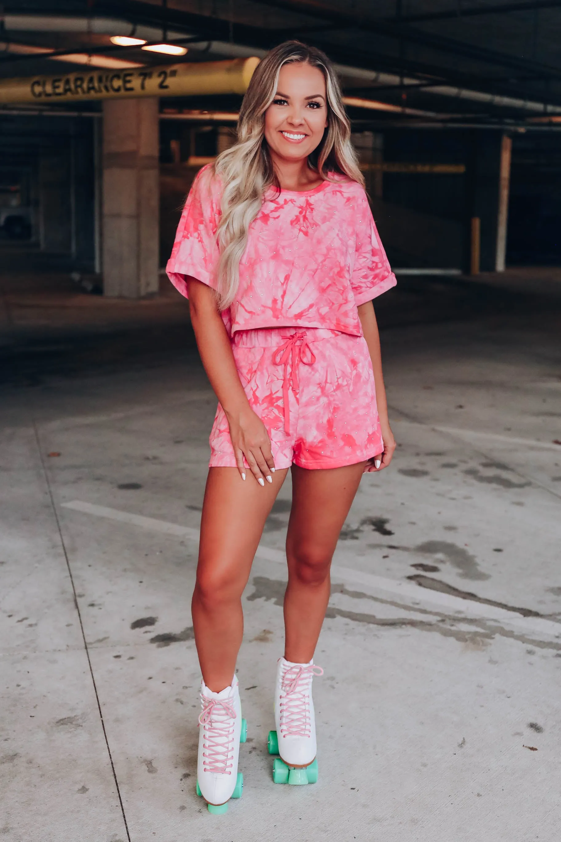 Keep Calm Pink Crystal Short Set