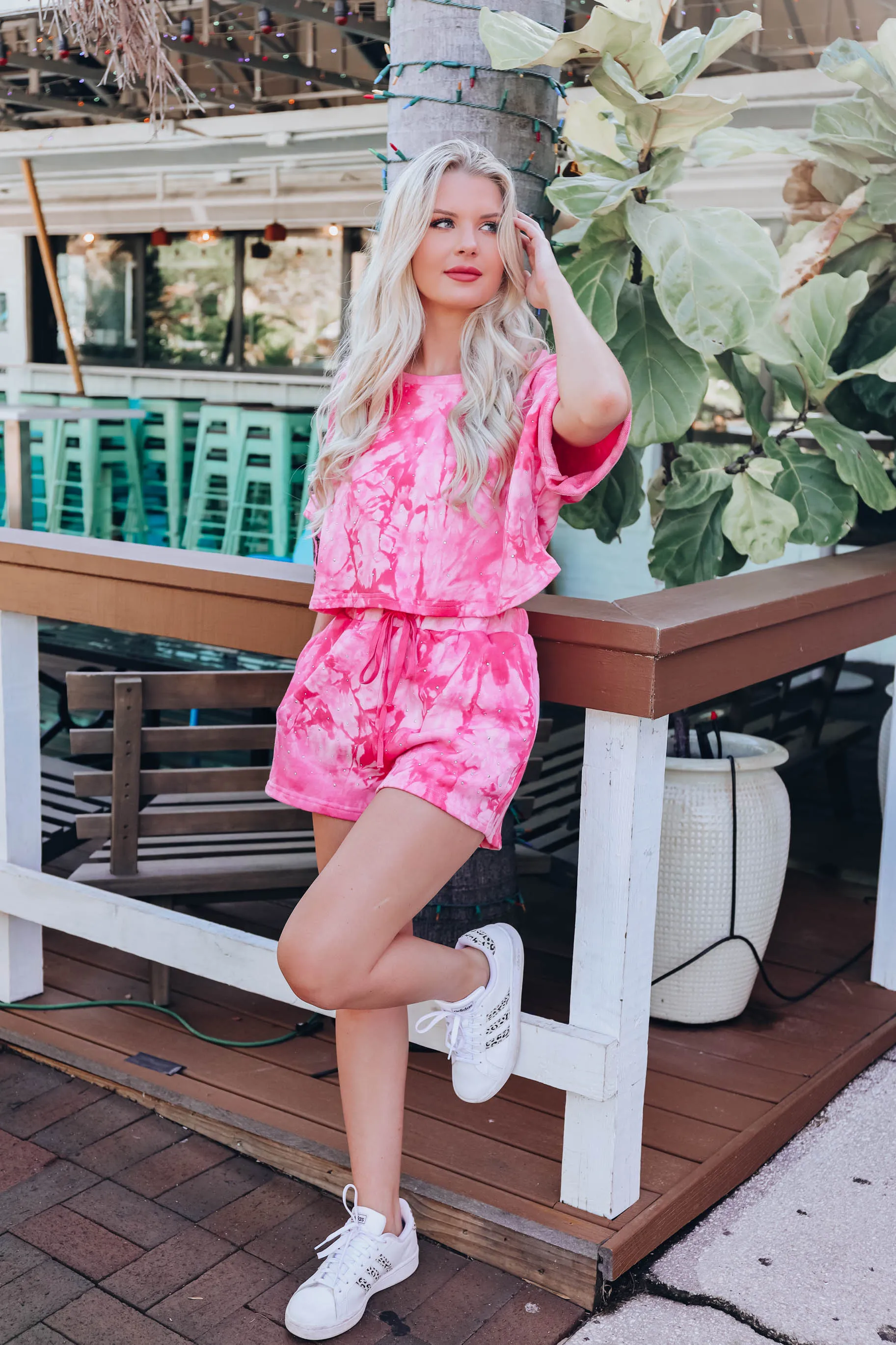 Keep Calm Pink Crystal Short Set