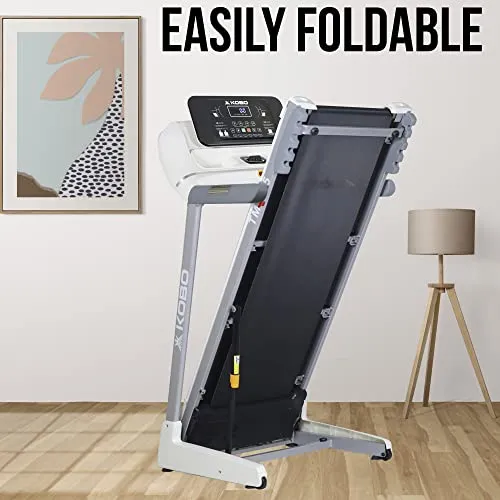 Kobo TM-215 Stainless-Steel 2.5 HP - 5 HP Peak DC Motorised Treadmill for Home Use with Bluetooth Connectivity APP, Free Installation Assistance (White)