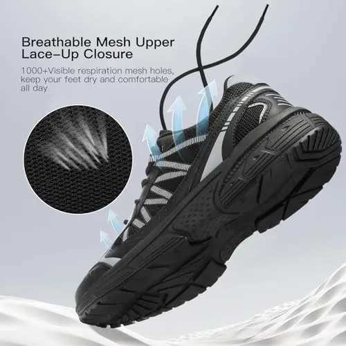 Kricely Men's Walking Shoes Breathable Tennis Running Shoes Lace Up Non Slip Sneakers Athletic Gym Sports Shoes for Men