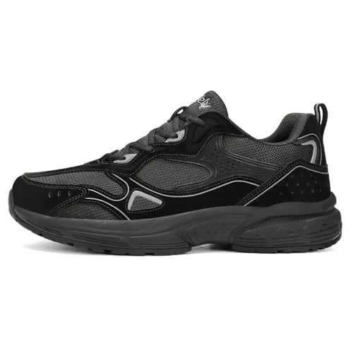Kricely Men's Walking Shoes Breathable Tennis Running Shoes Lace Up Non Slip Sneakers Athletic Gym Sports Shoes for Men