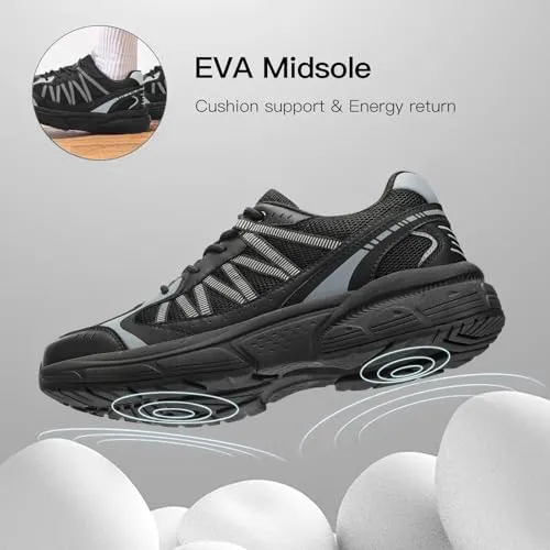 Kricely Men's Walking Shoes Breathable Tennis Running Shoes Lace Up Non Slip Sneakers Athletic Gym Sports Shoes for Men