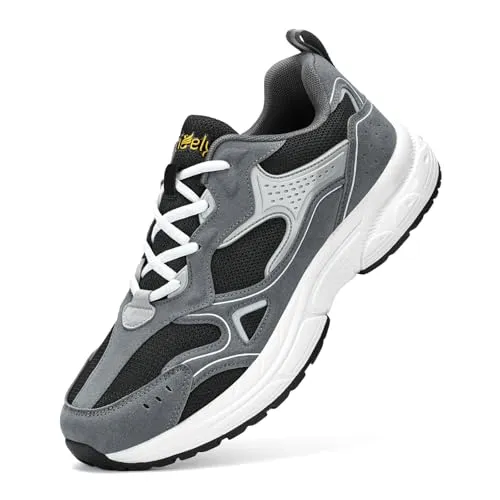 Kricely Men's Walking Shoes Breathable Tennis Running Shoes Lace Up Non Slip Sneakers Athletic Gym Sports Shoes for Men