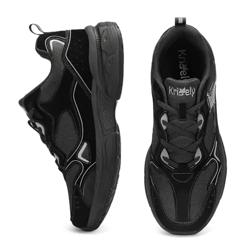 Kricely Men's Walking Shoes Breathable Tennis Running Shoes Lace Up Non Slip Sneakers Athletic Gym Sports Shoes for Men
