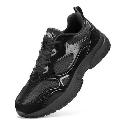 Kricely Men's Walking Shoes Breathable Tennis Running Shoes Lace Up Non Slip Sneakers Athletic Gym Sports Shoes for Men