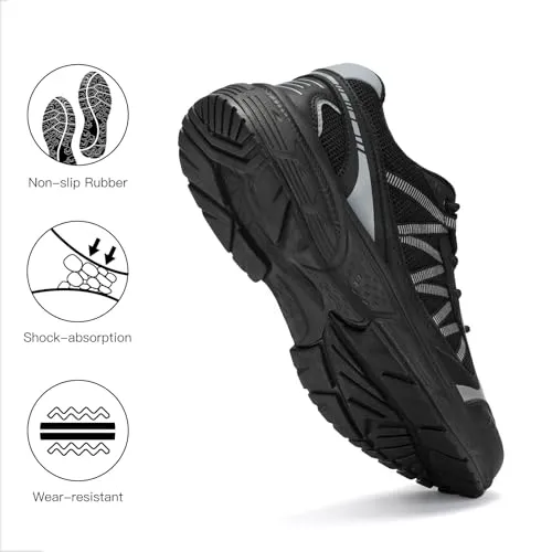 Kricely Men's Walking Shoes Breathable Tennis Running Shoes Lace Up Non Slip Sneakers Athletic Gym Sports Shoes for Men