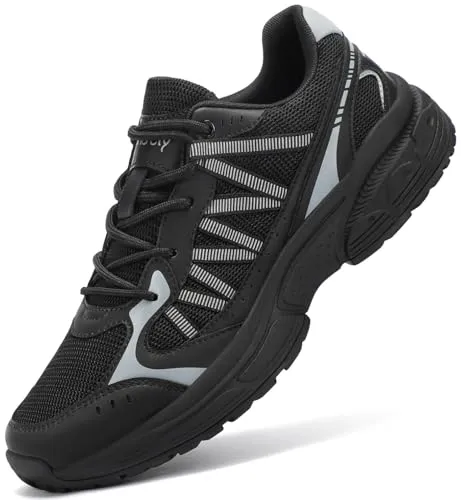 Kricely Men's Walking Shoes Breathable Tennis Running Shoes Lace Up Non Slip Sneakers Athletic Gym Sports Shoes for Men