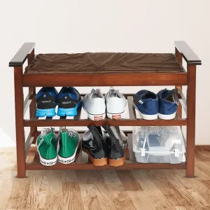 Large Capacity Cushioned Entryway Shoe Storage Rack Bench
