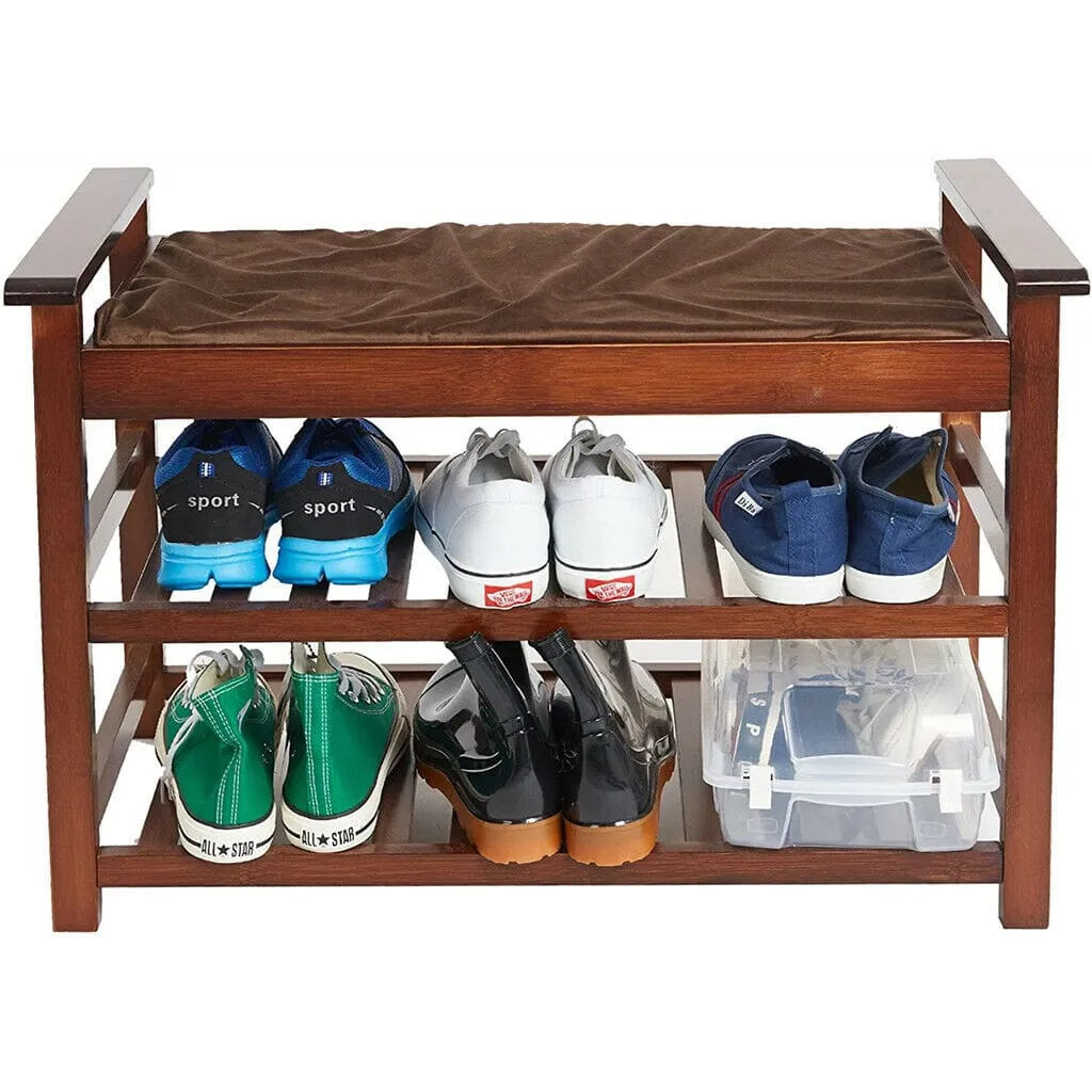 Large Capacity Cushioned Entryway Shoe Storage Rack Bench