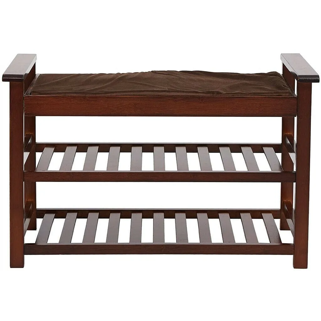 Large Capacity Cushioned Entryway Shoe Storage Rack Bench