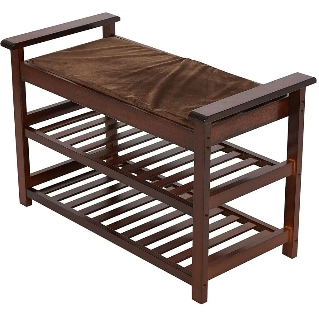 Large Capacity Cushioned Entryway Shoe Storage Rack Bench