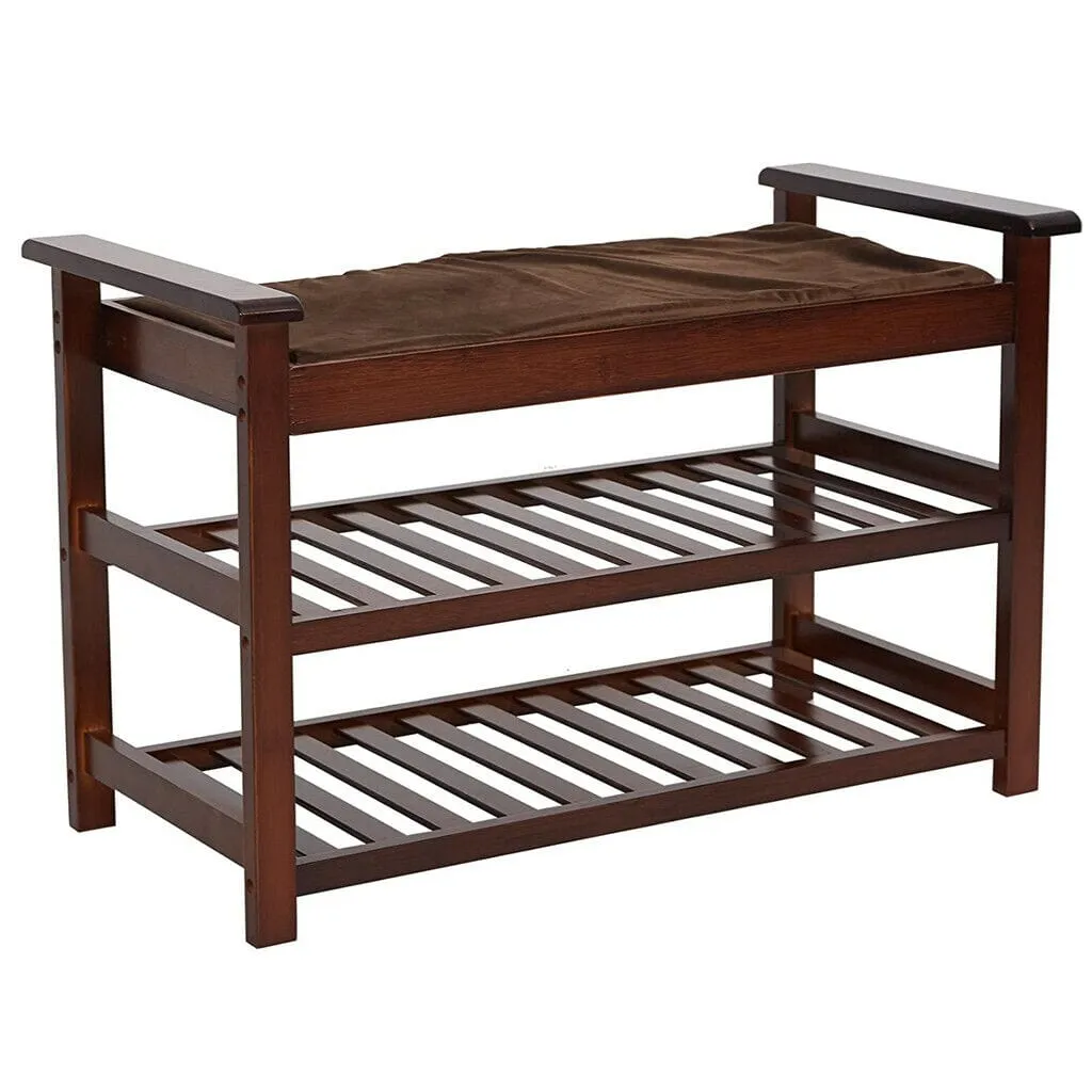 Large Capacity Cushioned Entryway Shoe Storage Rack Bench