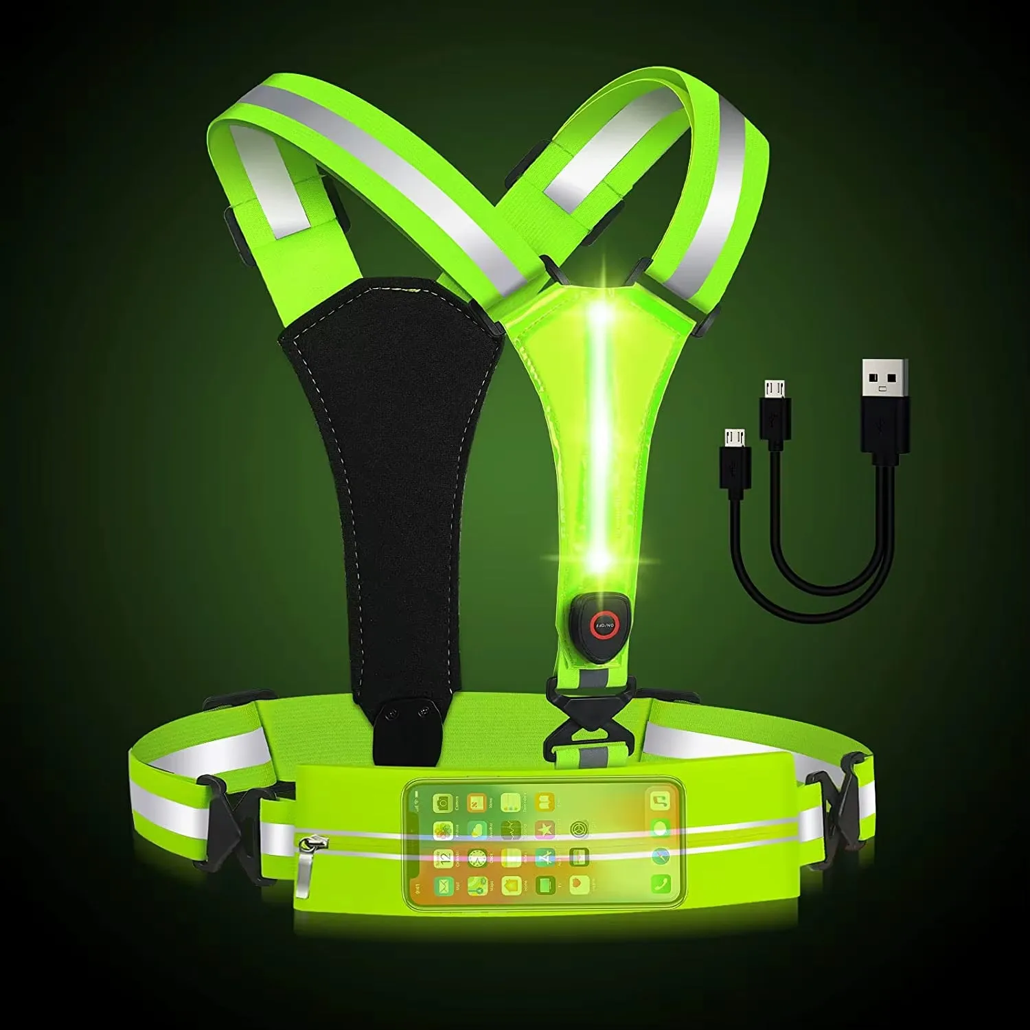 LED Reflective Vest Night Running Vest Glowing Reflector Straps Safety Vest Cycling Vest Warning Lights Reflective Vest Belt