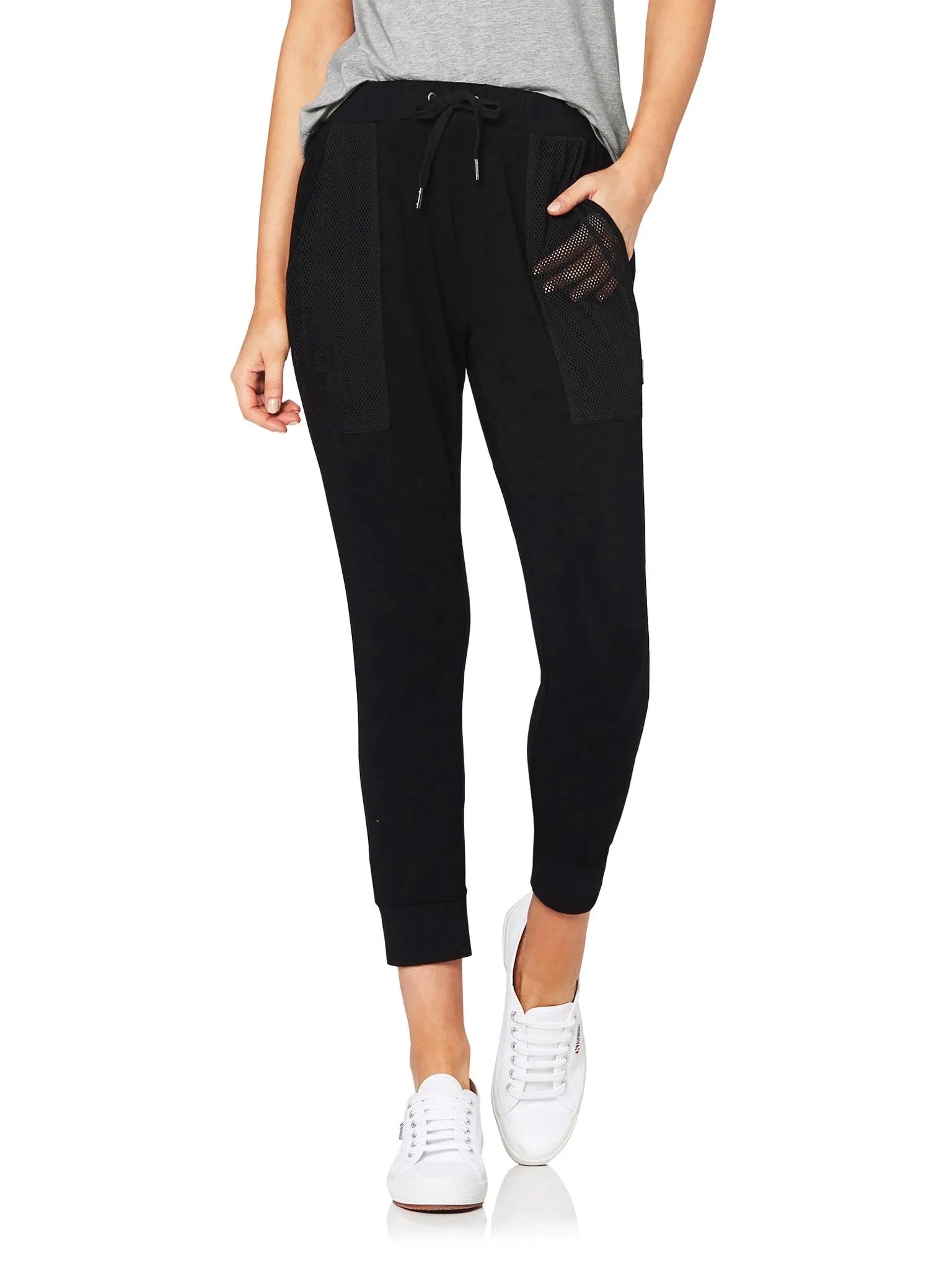 LILLY 3/4 MESH POCKET PANT - BLACK