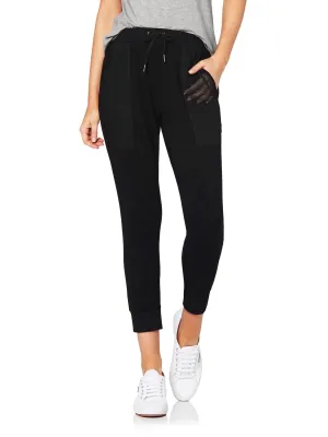 LILLY 3/4 MESH POCKET PANT - BLACK