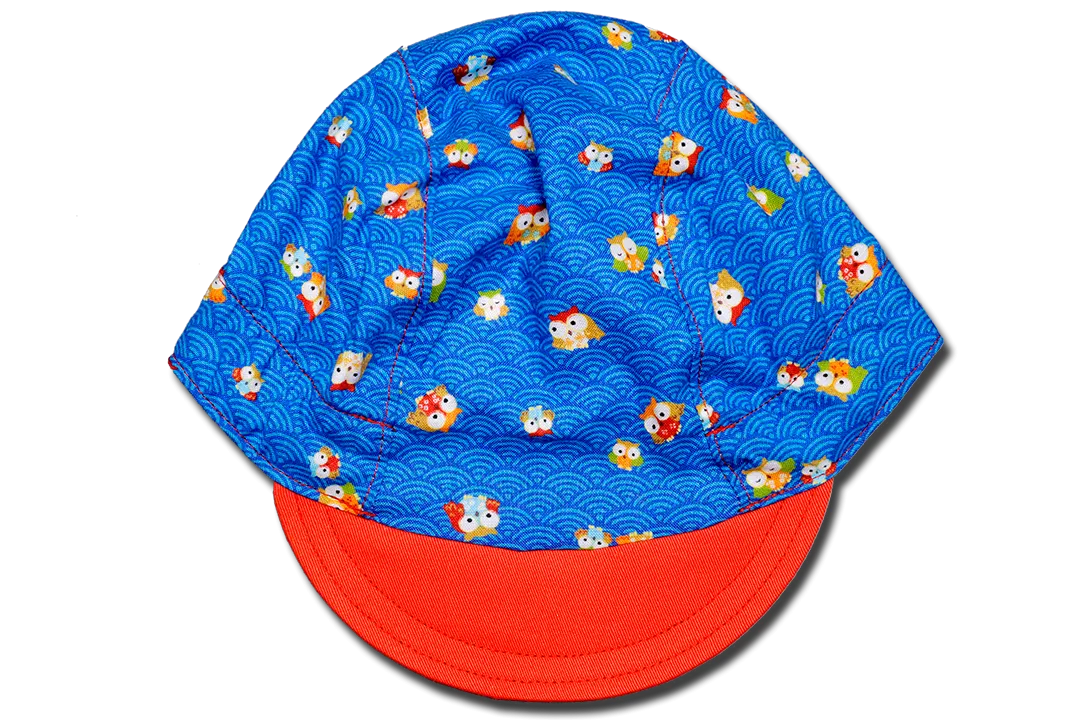 Little Sashiko Wave and Owl Cycling Cap
