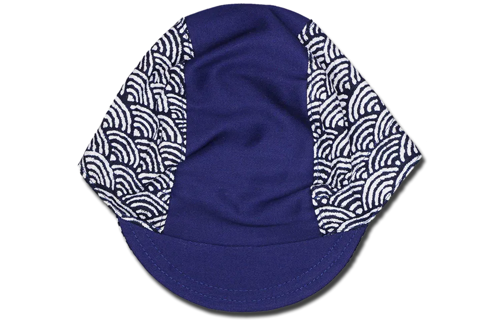 Little Sashiko Wave on Blue Cycling Cap