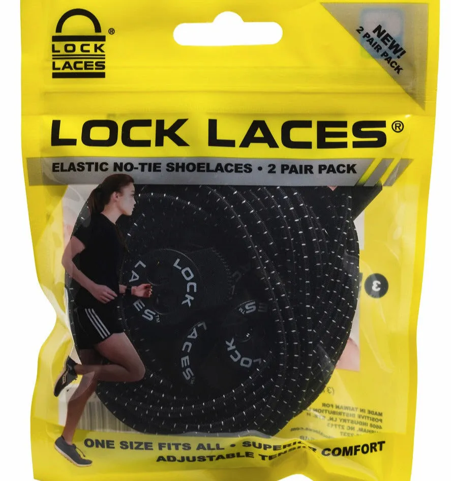 Lock Laces - Black - 2 Pair Pack