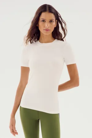 Louise Rib Short Sleeve - White