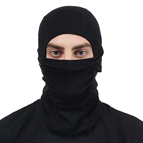 Marc Loire Lightweight Breathable Stretchable Motorcycle Balaclava Full Face Mask for men and women Protects from Wind, Sun, Dust for biking, Cycling, Running and Outdoor Activities (Black, Pack of 1)