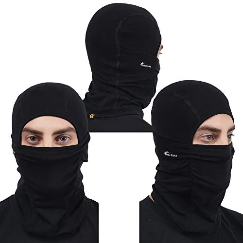 Marc Loire Lightweight Breathable Stretchable Motorcycle Balaclava Full Face Mask for men and women Protects from Wind, Sun, Dust for biking, Cycling, Running and Outdoor Activities (Black, Pack of 1)
