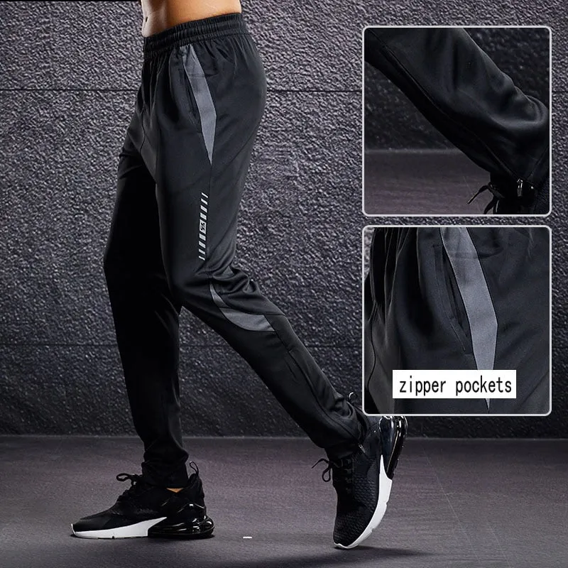 Men Sport Running Pants With Zipper Pockets