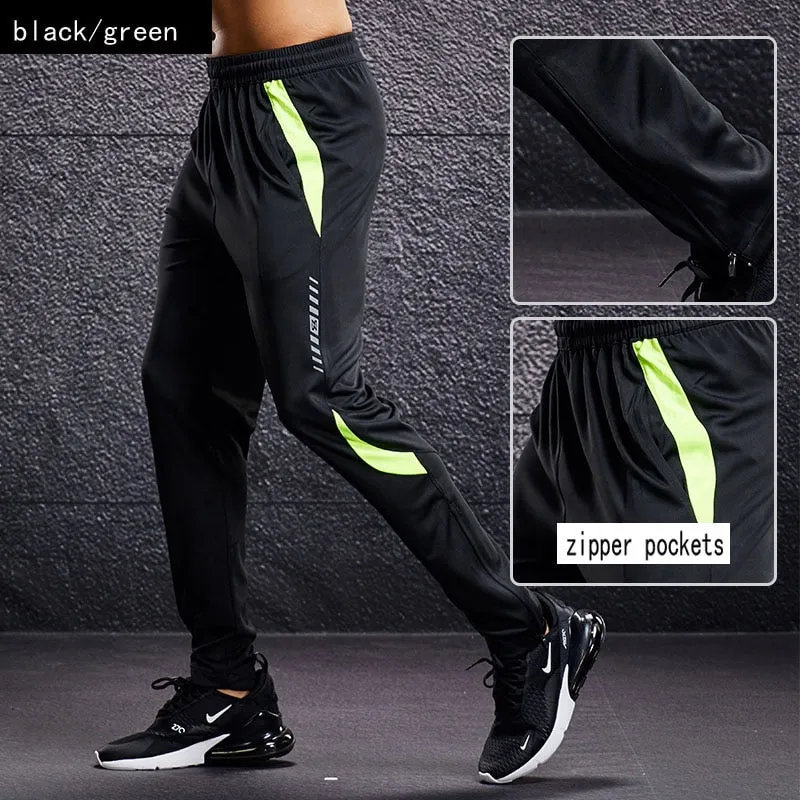 Men Sport Running Pants With Zipper Pockets
