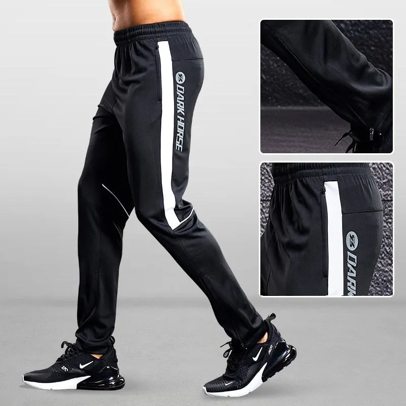 Men Sport Running Pants With Zipper Pockets