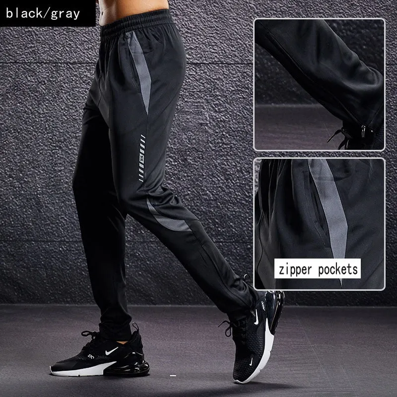 Men Sport Running Pants With Zipper Pockets