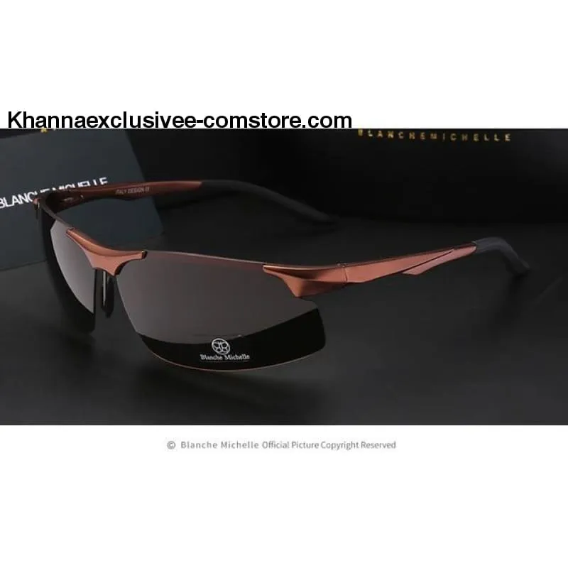 Men's Branded Polarized Sports Driving Night Vision Goggles Fishing UV 400 Rimless Sunglasses