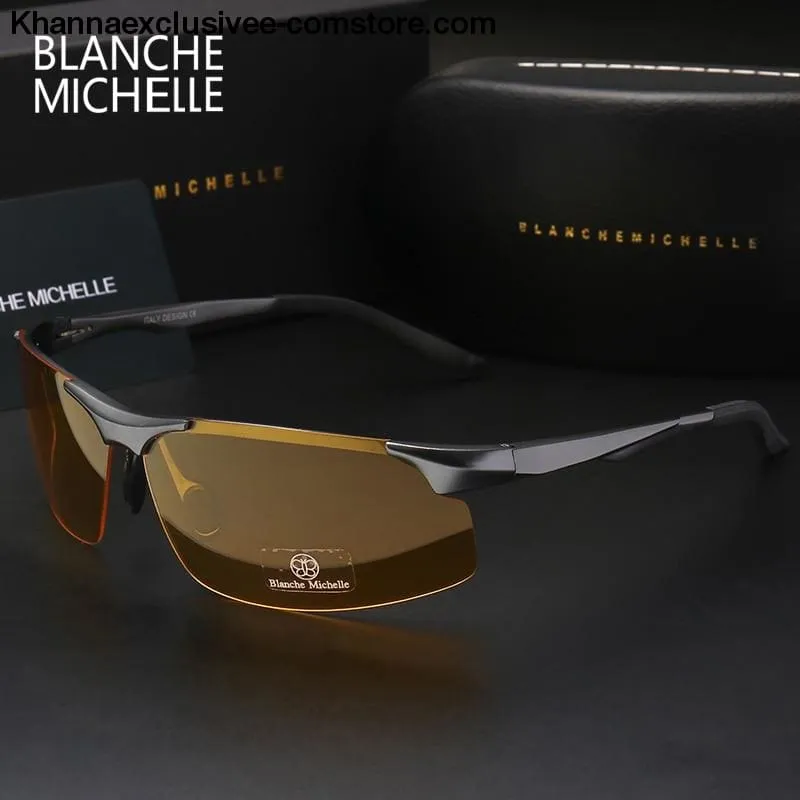 Men's Branded Polarized Sports Driving Night Vision Goggles Fishing UV 400 Rimless Sunglasses