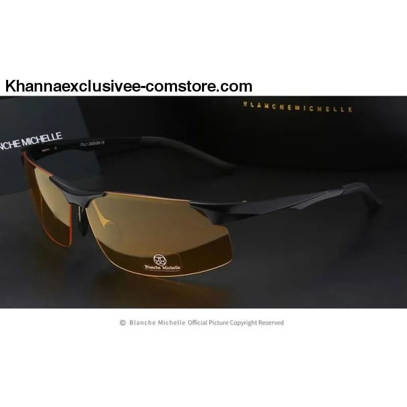 Men's Branded Polarized Sports Driving Night Vision Goggles Fishing UV 400 Rimless Sunglasses
