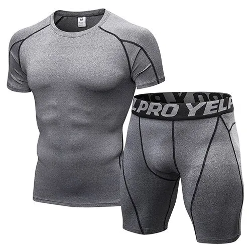 Men's Compression Tracksuit 2 Piece Fitness  Suit