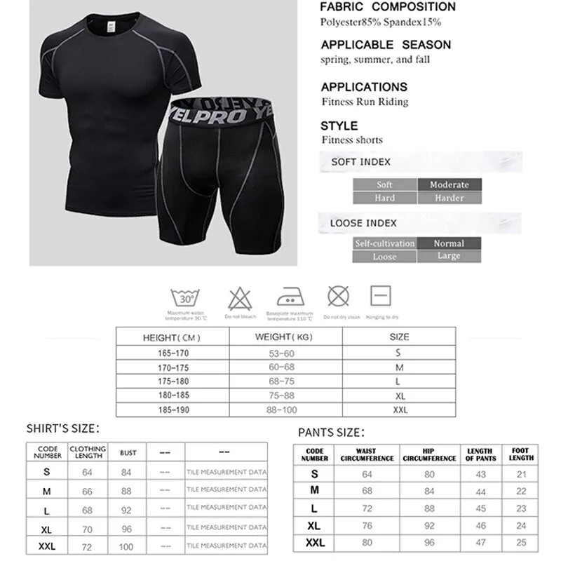 Men's Compression Tracksuit 2 Piece Fitness  Suit