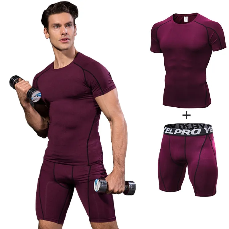 Men's Compression Tracksuit 2 Piece Fitness  Suit